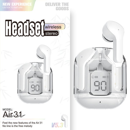 Mini casque Bluetooth sans fil transparent avec affichage numérique