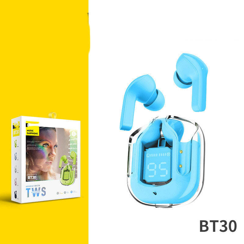 Mini casque Bluetooth sans fil transparent avec affichage numérique