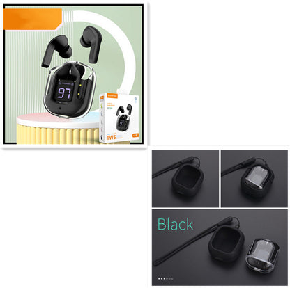 Mini casque Bluetooth sans fil transparent avec affichage numérique