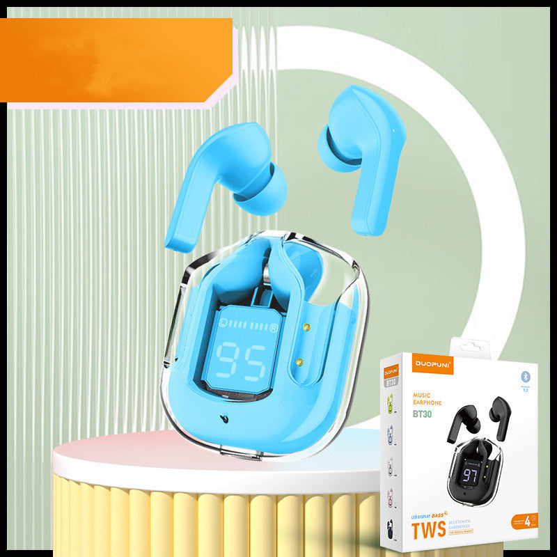 Mini casque Bluetooth sans fil transparent avec affichage numérique